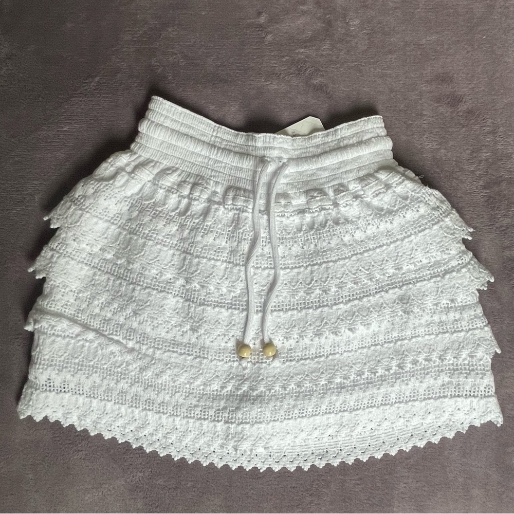 White Boho Mini Skirt NWT